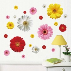 1 set of 4 Colors Daisy Flowers Wall Decal